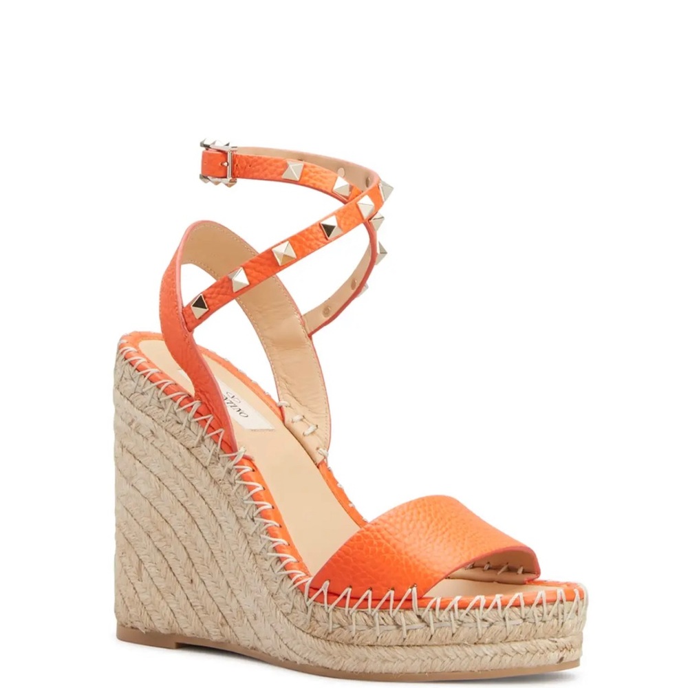 NEW ! VALENTINO GARAVANI 125mm Rockstud Double Wedge Espadrilles SIZE 10 !